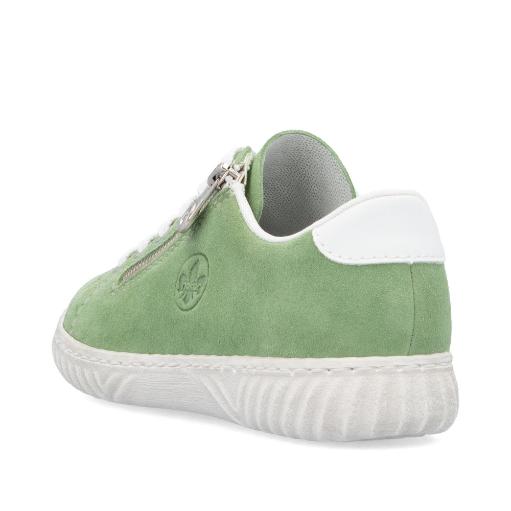 Rieker Ladies Zip Side Lace Up Suede Sneaker