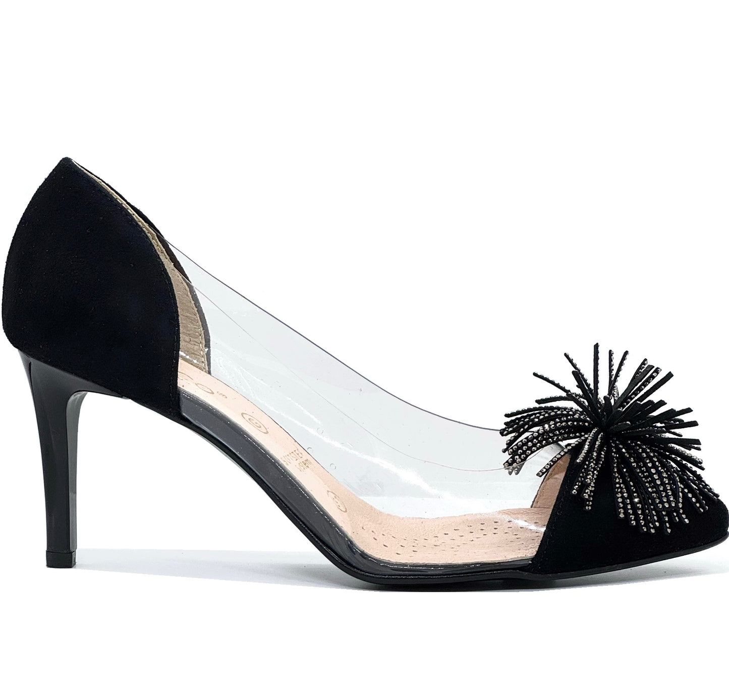 Bioeco Ladies Pom Pom Trim Perspex Court Shoe