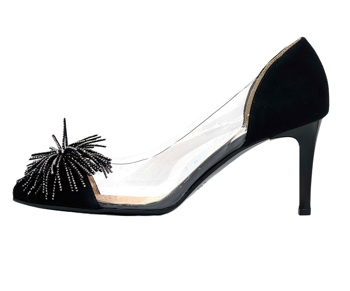 Bioeco Ladies Pom Pom Trim Perspex Court Shoe