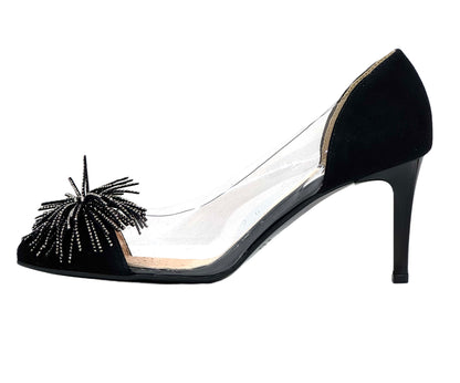 Bioeco Ladies Pom Pom Trim Perspex Court Shoe