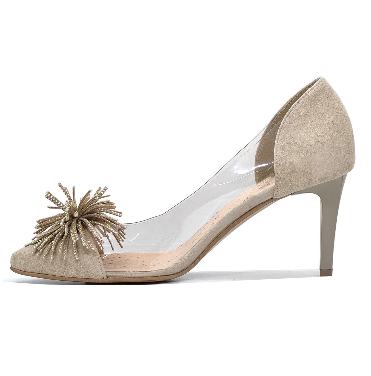 Bioeco Ladies Pom Pom Trim Perspex Court Shoe