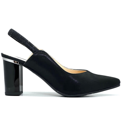 Bioeco Ladies Block Heel Diamanté Sling Back