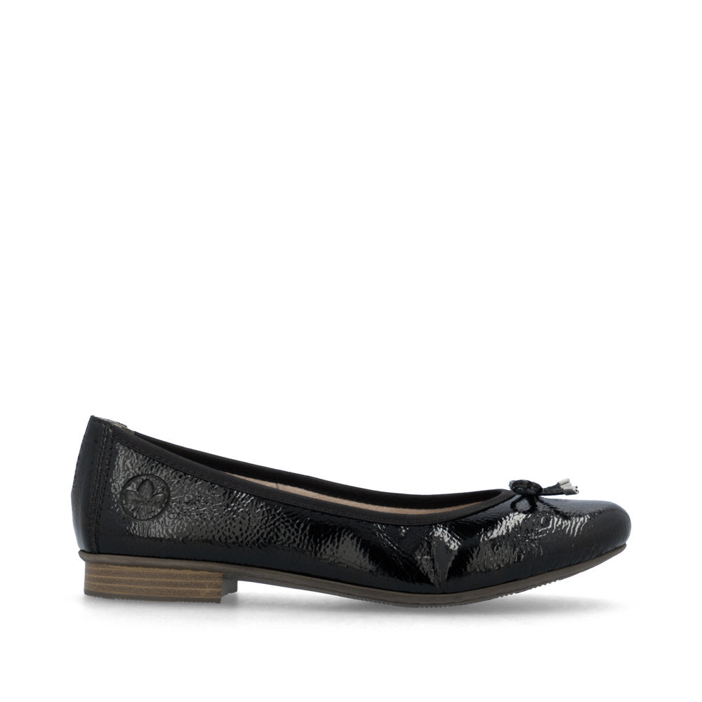 Rieker Ladies Bow Trim Patent Ballet Pump