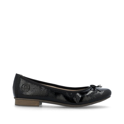 Rieker Ladies Bow Trim Patent Ballet Pump