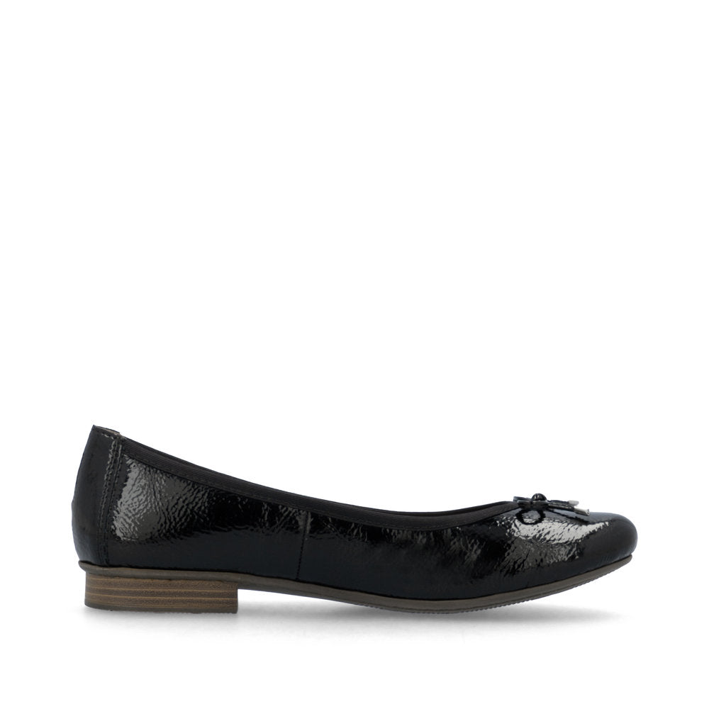 Rieker Ladies Bow Trim Patent Ballet Pump