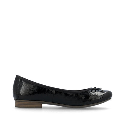Rieker Ladies Bow Trim Patent Ballet Pump