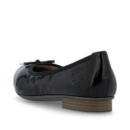 Rieker Ladies Bow Trim Patent Ballet Pump