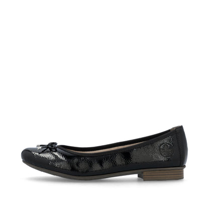 Rieker Ladies Bow Trim Patent Ballet Pump