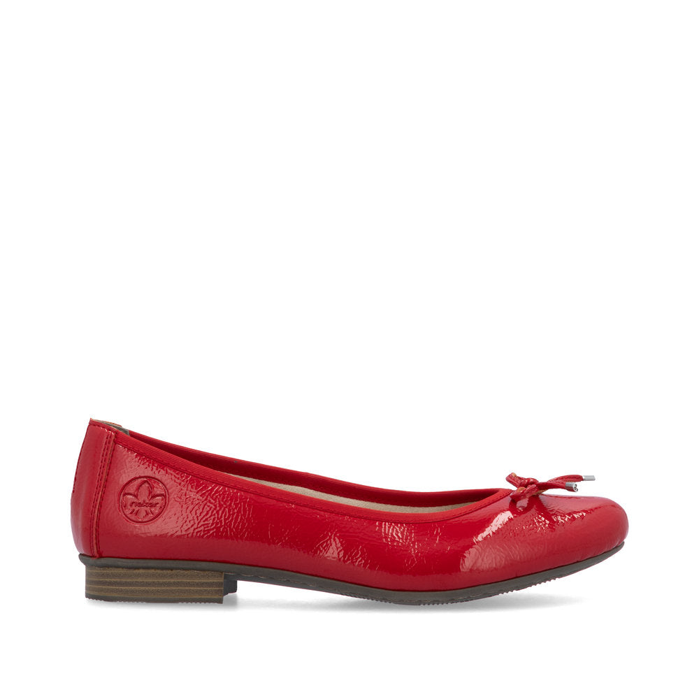 Rieker Ladies Bow Trim Patent Ballet Pump