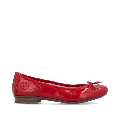Rieker Ladies Bow Trim Patent Ballet Pump