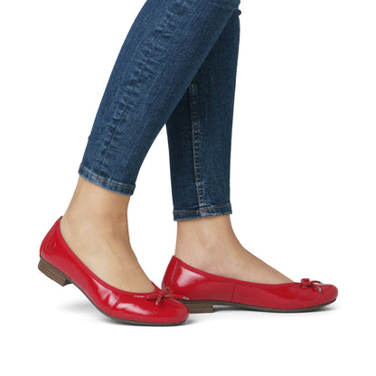Rieker Ladies Bow Trim Patent Ballet Pump