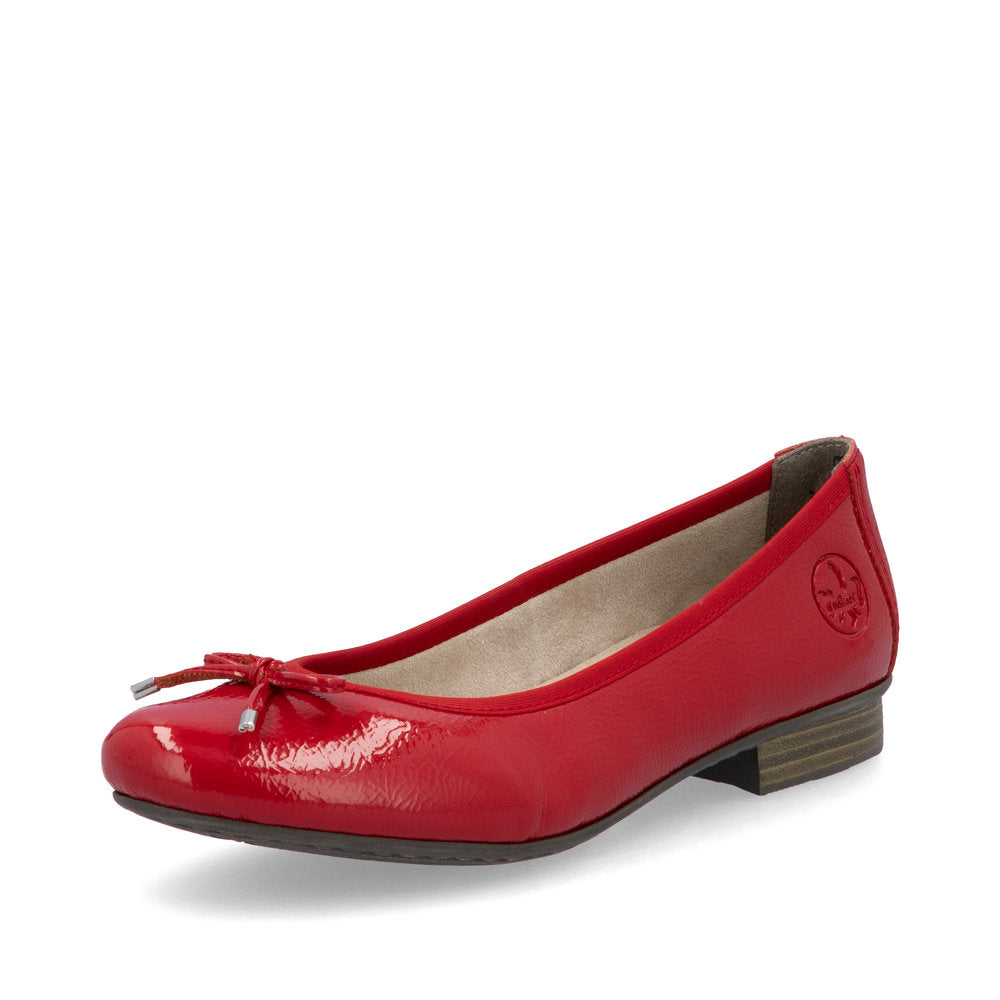 Rieker Ladies Bow Trim Patent Ballet Pump