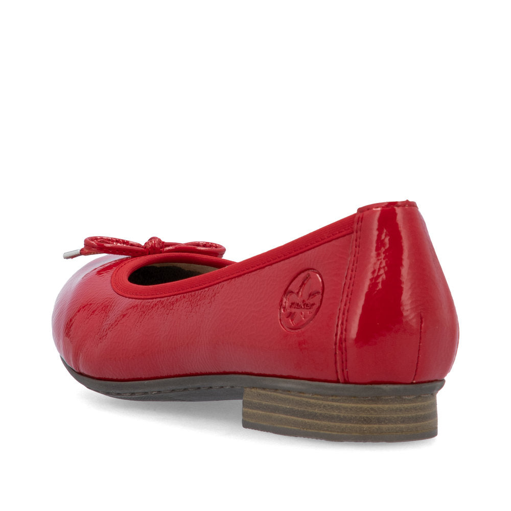 Rieker Ladies Bow Trim Patent Ballet Pump