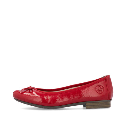 Rieker Ladies Bow Trim Patent Ballet Pump