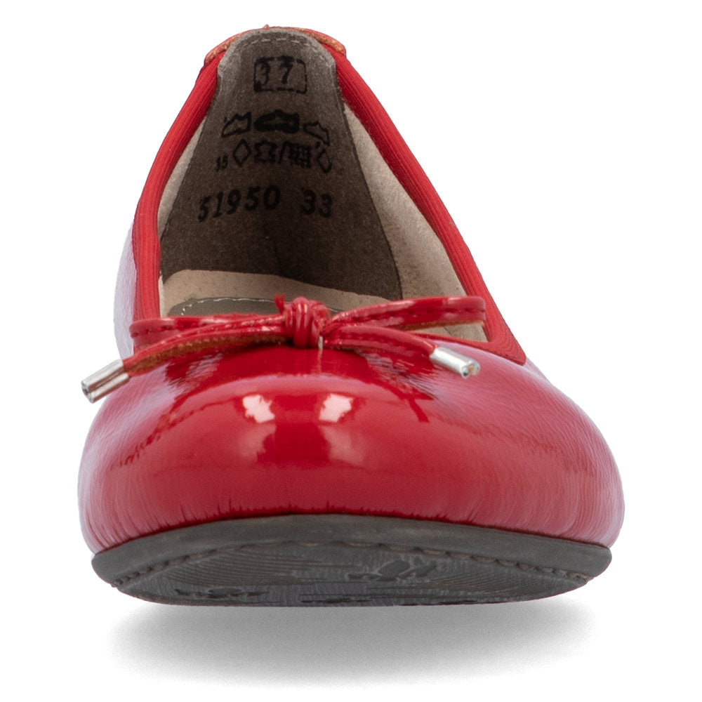 Rieker Ladies Bow Trim Patent Ballet Pump