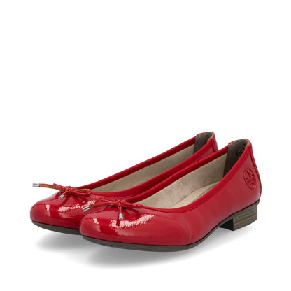 Rieker Ladies Bow Trim Patent Ballet Pump
