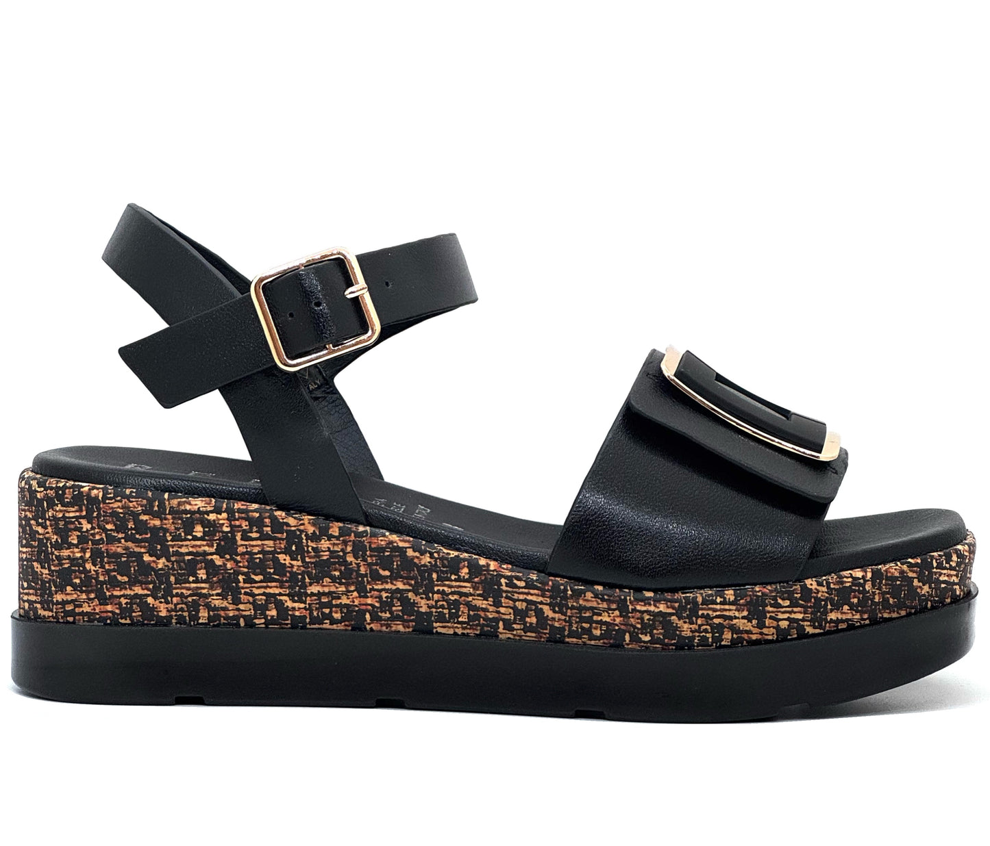 Repo Ladies Flatform Buckle Trim Sandal