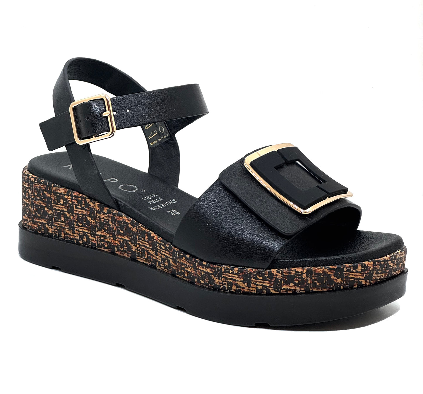 Repo Ladies Flatform Buckle Trim Sandal