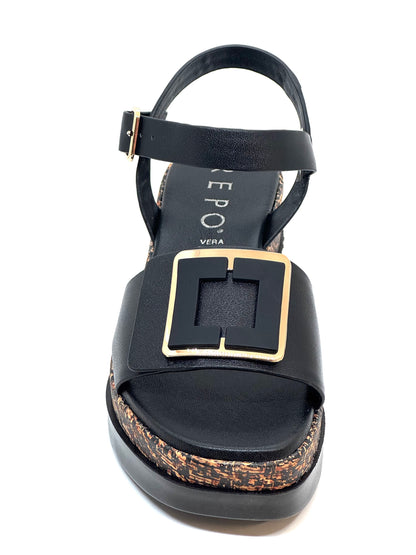 Repo Ladies Flatform Buckle Trim Sandal