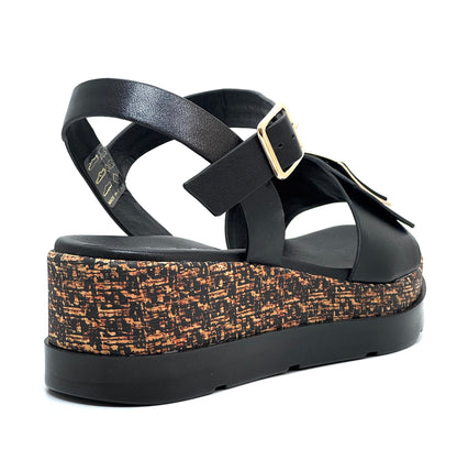Repo Ladies Flatform Buckle Trim Sandal