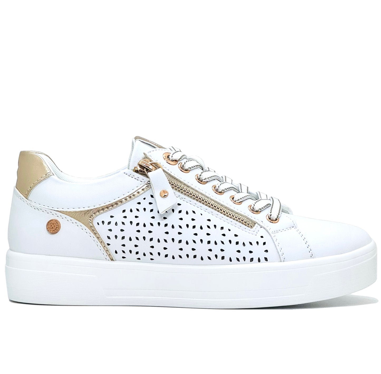 XTI Ladies Zip Side Laser Cut Sneaker