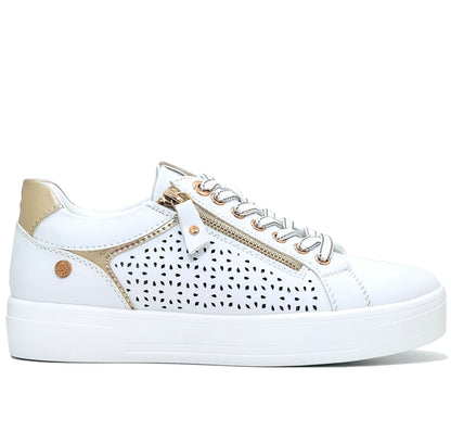 XTI Ladies Zip Side Laser Cut Sneaker