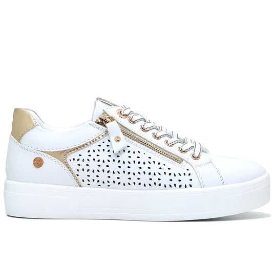 XTI Ladies Zip Side Laser Cut Sneaker
