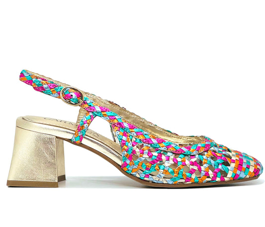 Carmela Ladies Woven Upper Block Heel Slingback