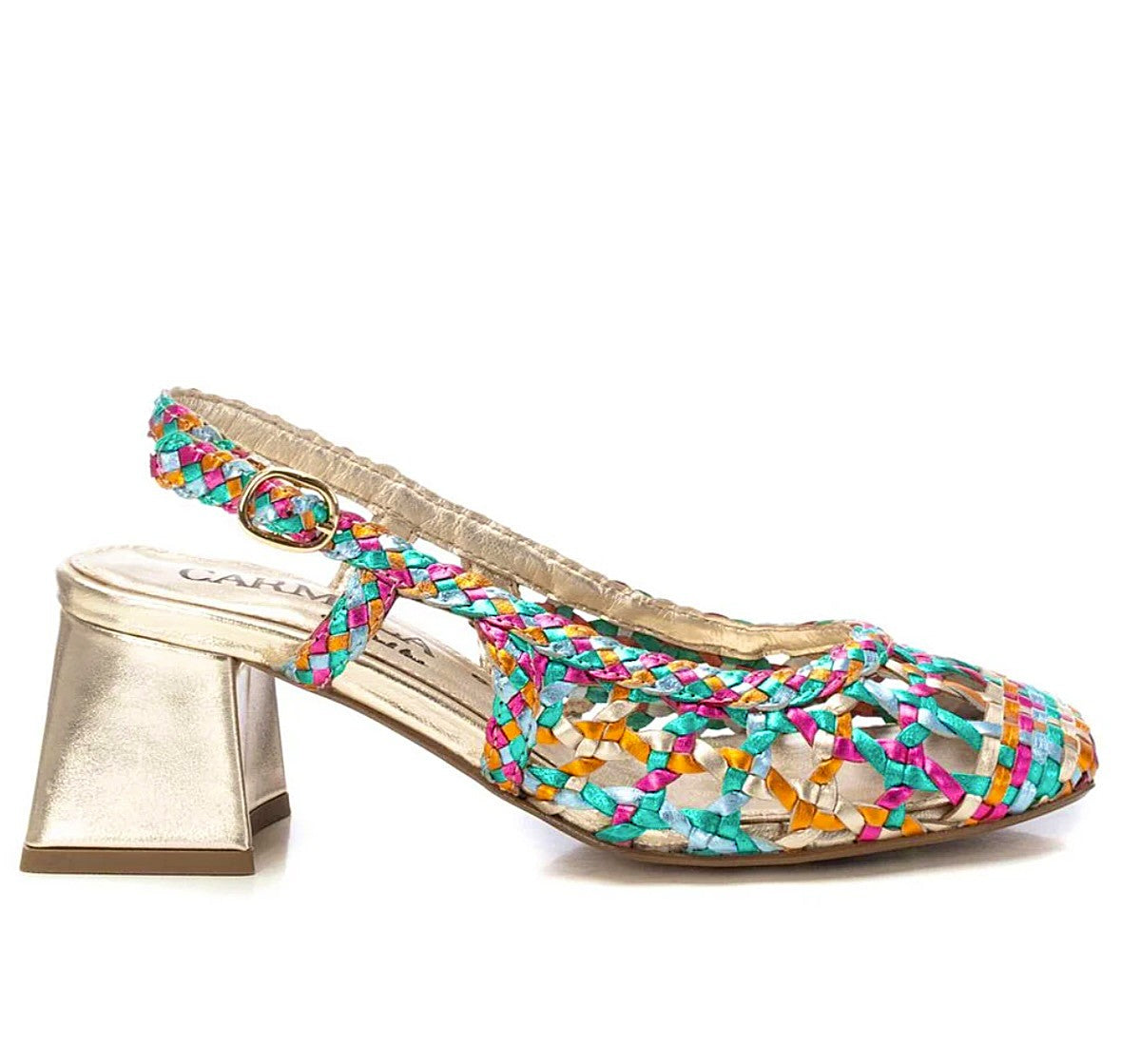 Carmela Ladies Woven Upper Block Heel Slingback