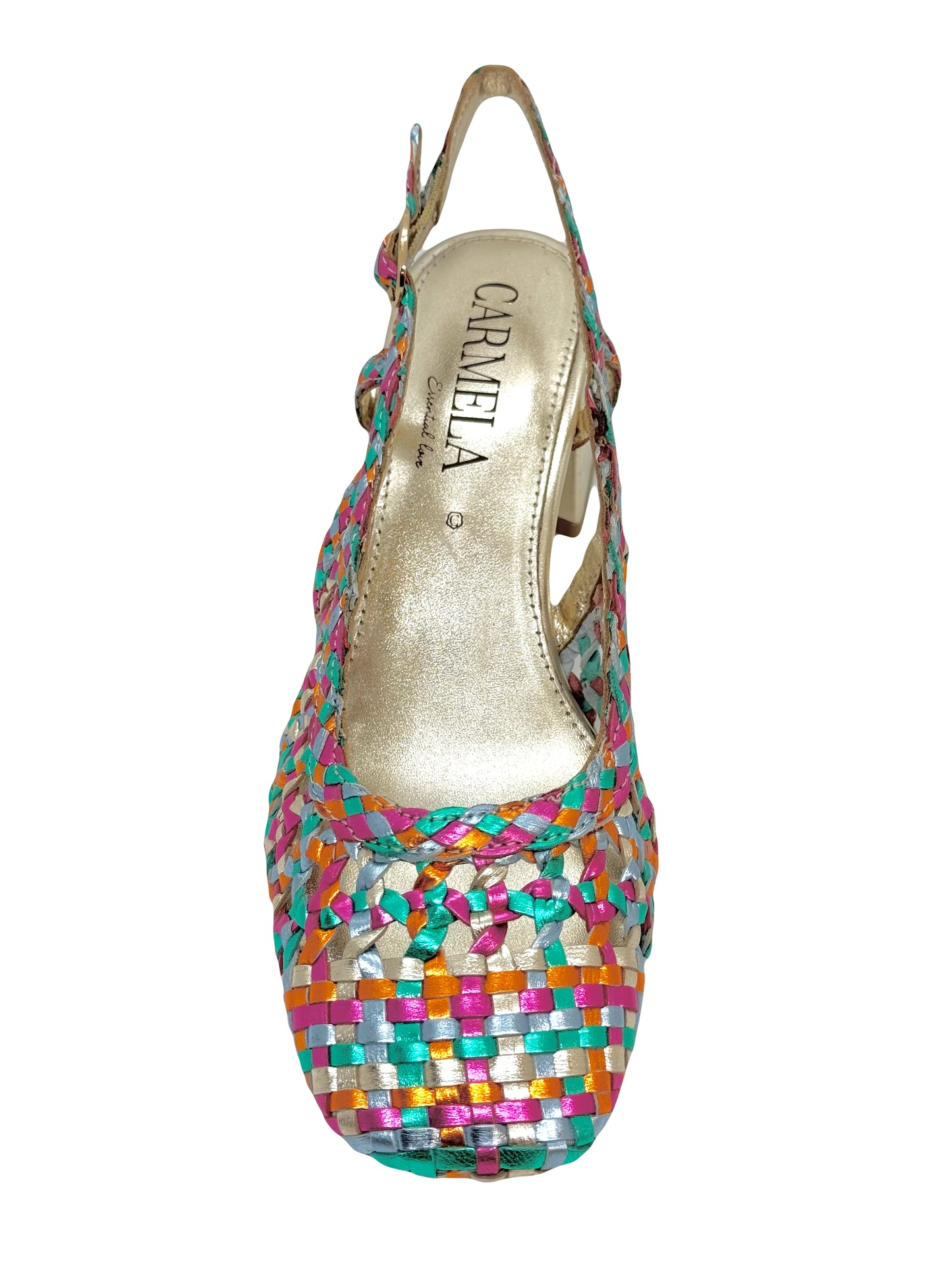 Carmela Ladies Woven Upper Block Heel Slingback