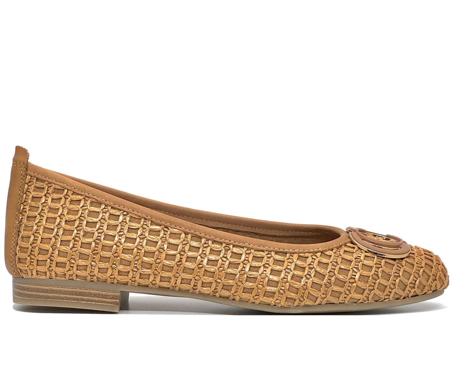 Carmela Ladies Flat Raffia Ballet Pump