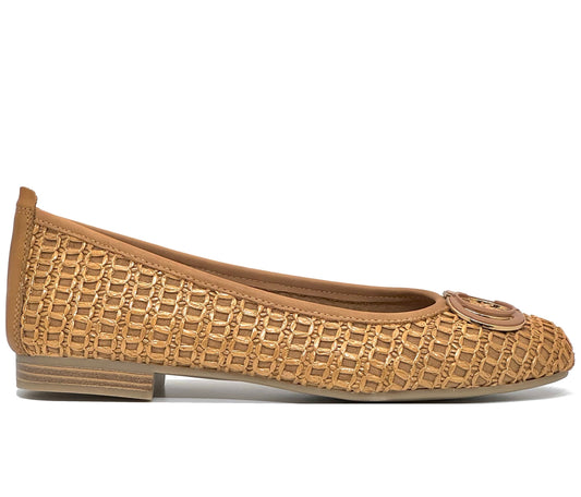 Carmela Ladies Flat Raffia Ballet Pump