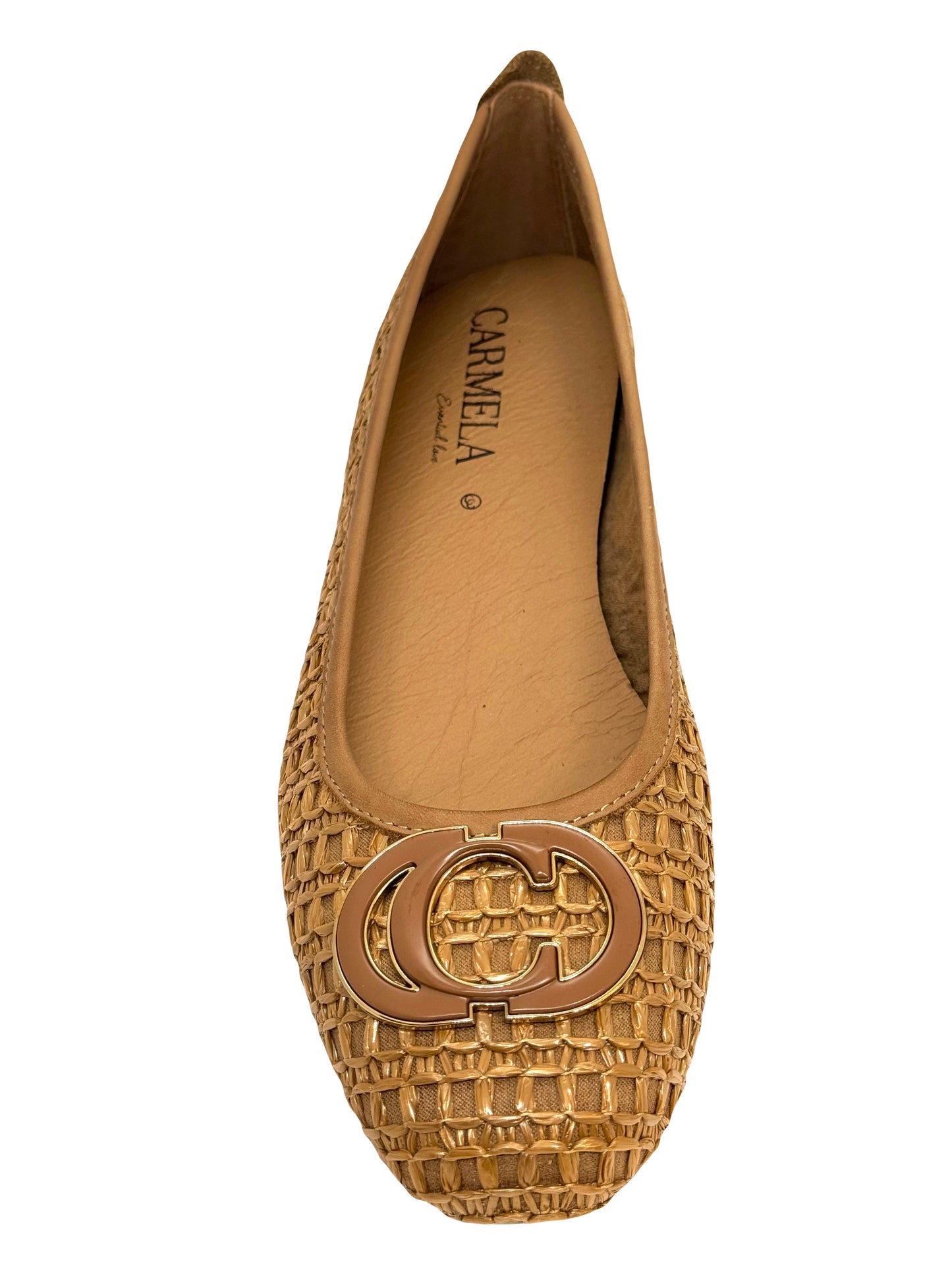 Carmela Ladies Flat Raffia Ballet Pump
