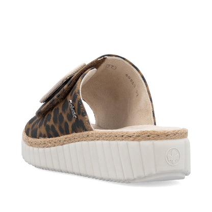 Rieker Ladies Buckle Trim Leopard Backless Sandal