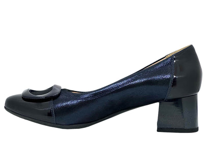 Bioeco  Ladies Buckle Trim Block Heel Court Shoe