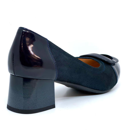 Bioeco  Ladies Buckle Trim Block Heel Court Shoe