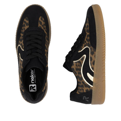 Rieker Ladies Leopard Retro Lace Sneaker
