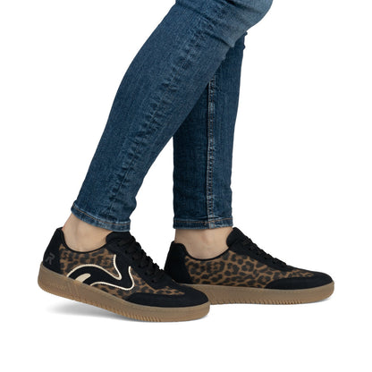Rieker Ladies Leopard Retro Lace Sneaker