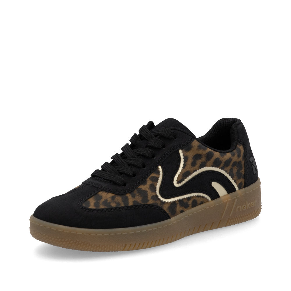 Rieker Ladies Leopard Retro Lace Sneaker