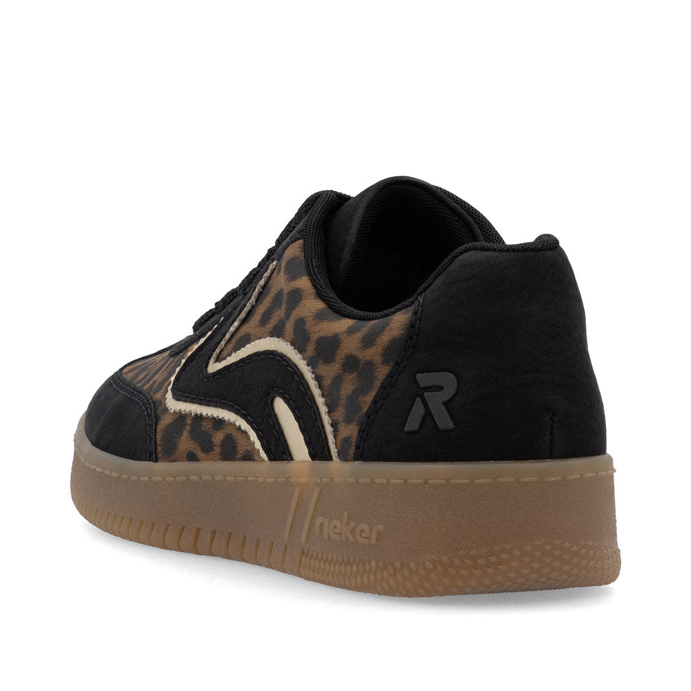 Rieker Ladies Leopard Retro Lace Sneaker