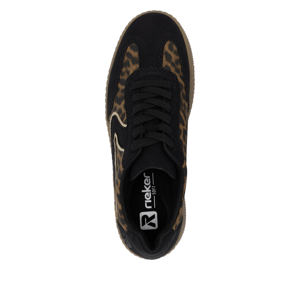 Rieker Ladies Leopard Retro Lace Sneaker