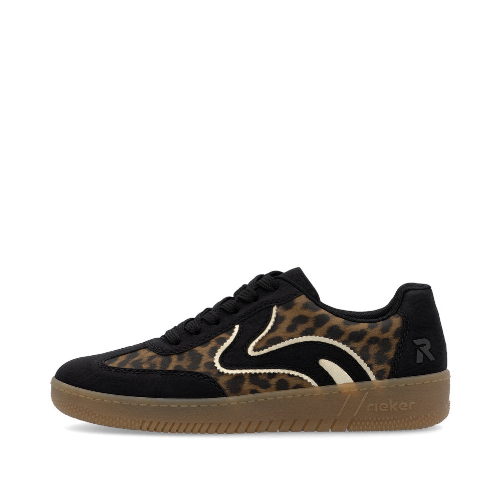 Rieker Ladies Leopard Retro Lace Sneaker