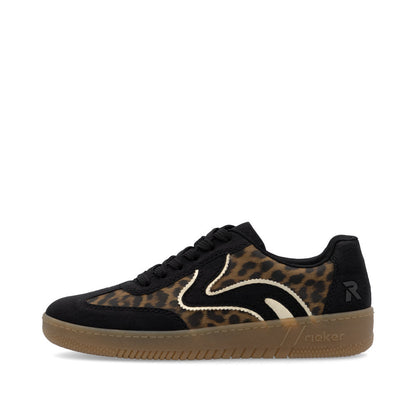 Rieker Ladies Leopard Retro Lace Sneaker
