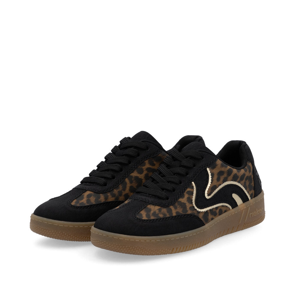 Rieker Ladies Leopard Retro Lace Sneaker