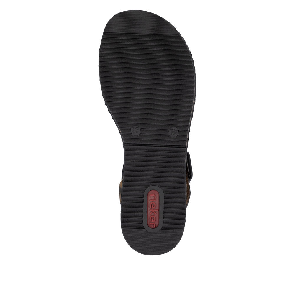 Rieker Ladies Leopard Print Cross Strap Sandal