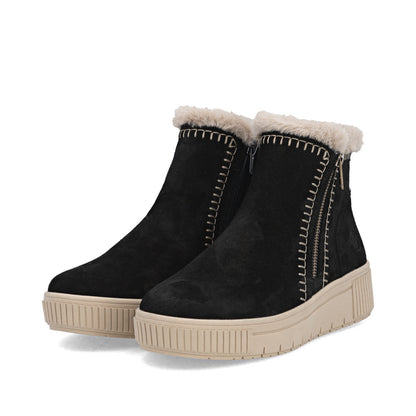 Remonte Ladies Flatform Zip Side Wool Trim Boot