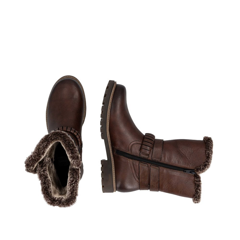 Remonte Ladies Fur Trim Side Zip Ankle Boot