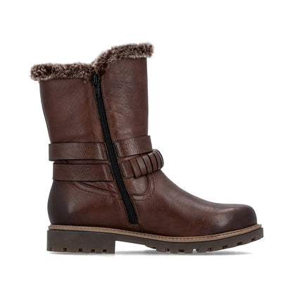 Remonte Ladies Fur Trim Side Zip Ankle Boot