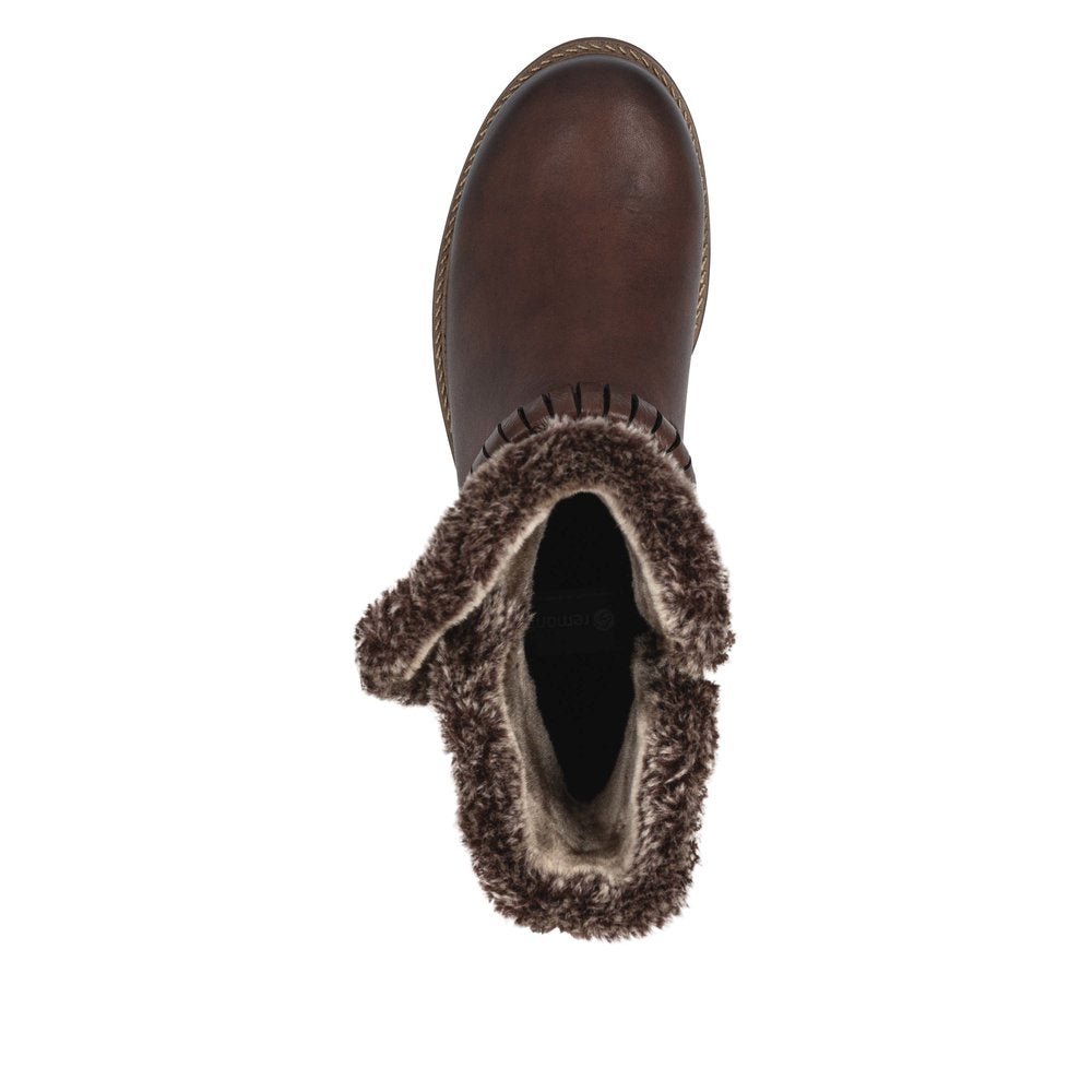 Remonte Ladies Fur Trim Side Zip Ankle Boot