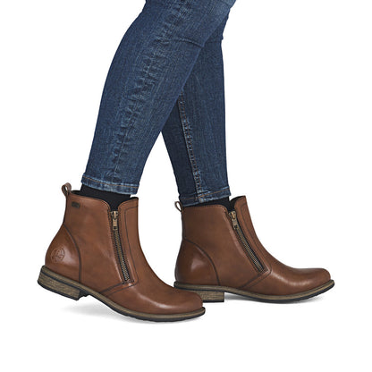Rieker Ladies  Double Zip Flat Heel Ankle Boot